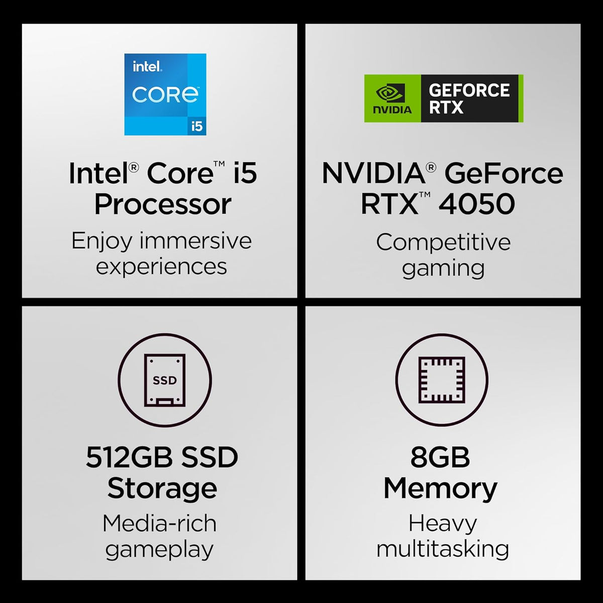 Lenovo LOQ Essential – AI-Powered Student Gaming Laptop - Intel® Core™i5-12450HX - 15.6' FHD IPS Display – 144Hz Refresh Rate – NVIDIA® GeForce RTX™ 4050 – 8GB Memory – 512GB SSD Storage – Luna Grey