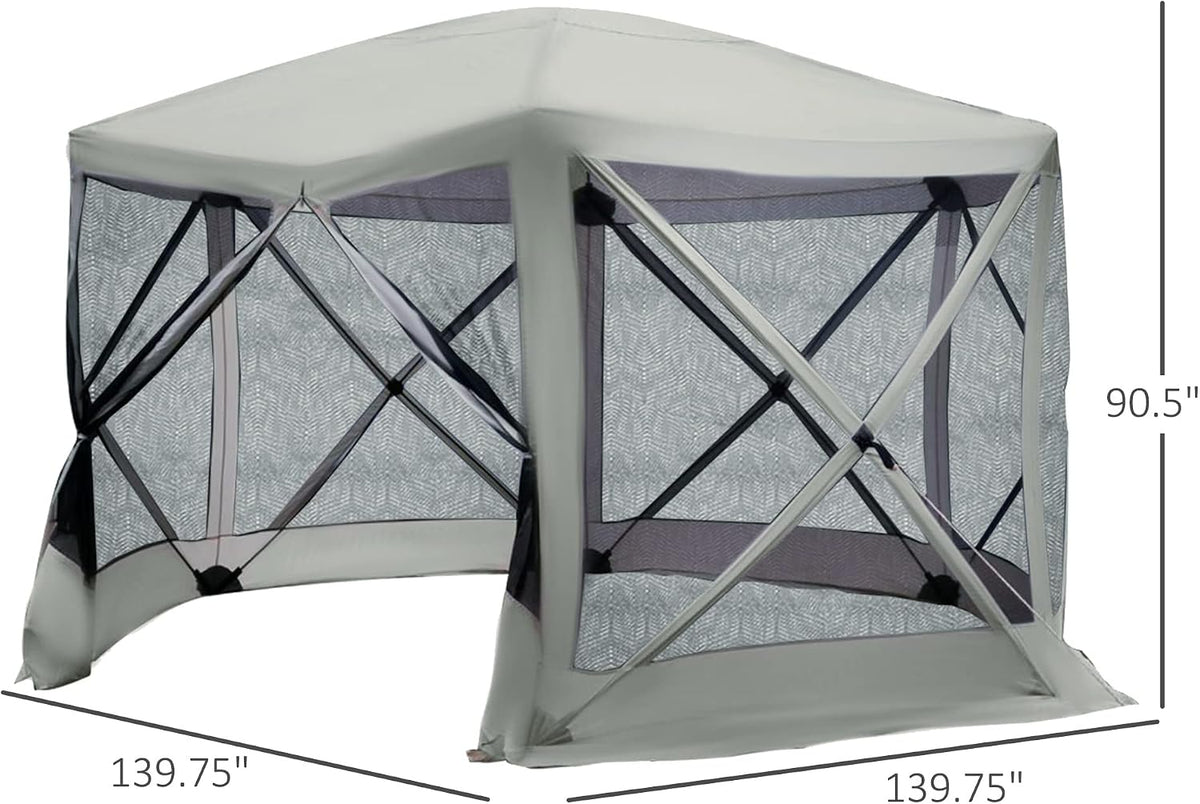 Outsunny 12' x 12' Hexagon Screen House, Pop Up Tent Portable Gazebo Canopy Shelter with Mesh Netting Walls, Carry Bag and Shaded Interior, Beige