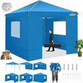 Alishebuy 10x10 Pop Up Canopy Tent with 4 Removable Sidewalls 2.0, Waterproof Commercial Instant Gazebo Tent Outdoor Canopy Tents for Party/Exhibition/Picnic with Carry Bag,4 Stakes & Ropes (Blue)
