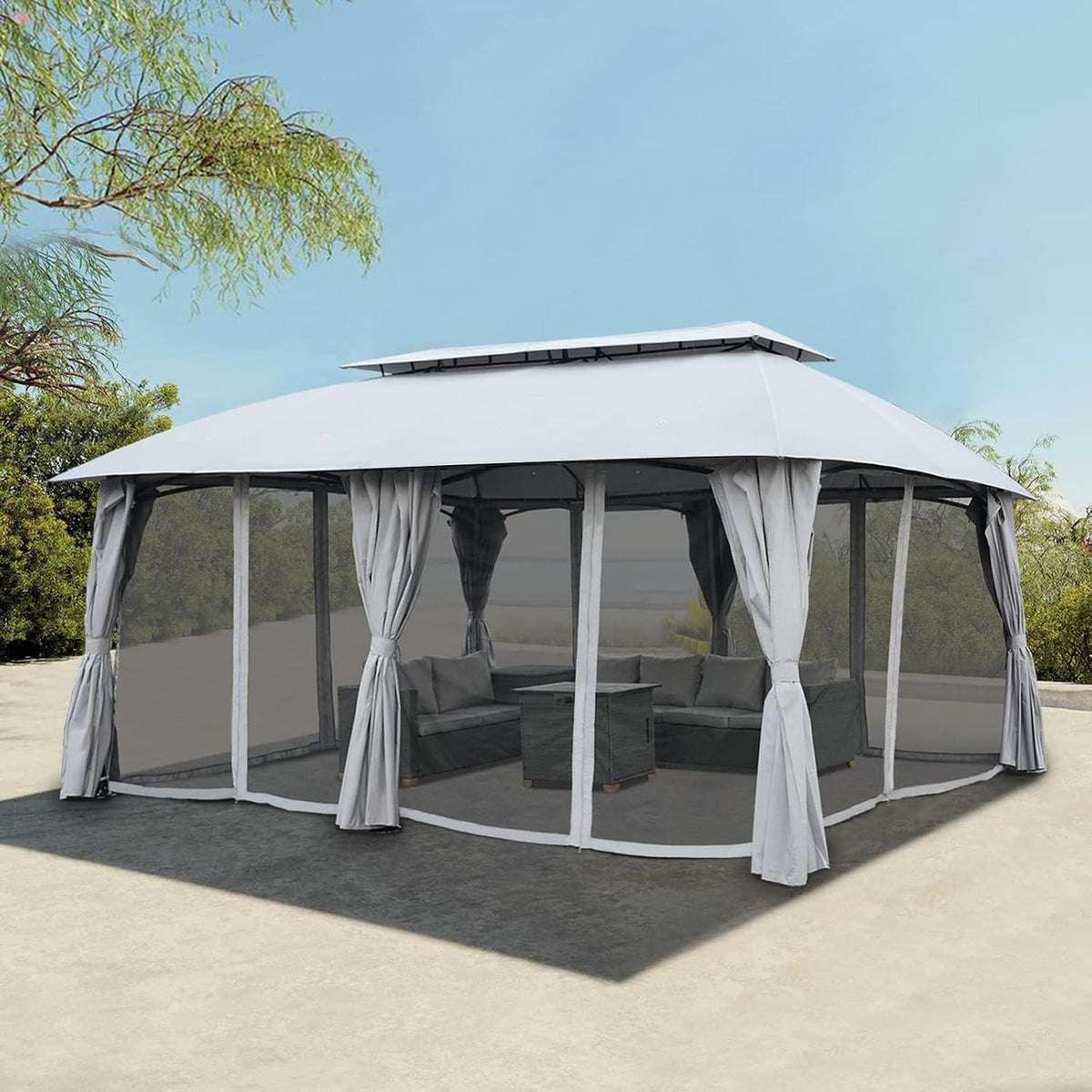 Grand Patio 13x20 Replacement Canopy Top Double Soft Gazebo Canopy (ONLY Top Canopy Without Frame)