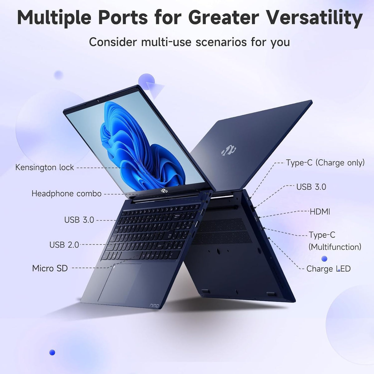 NIMO 15.6' IPS FHD-Laptop, Intel 6 Cores I3-1215U (Up to 4.4GHz, Beat Ryzen 5 7520U) 32GB RAM 1TB SSD Student Computer with 65W Type C Backlit Keyboard Fingerprint Wi-Fi 6, for Business