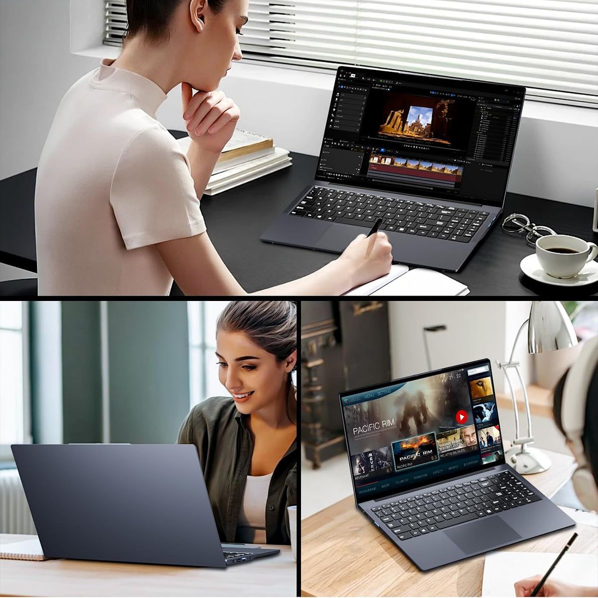 15.6 inch Laptop, Laptops with Core processor (up to 3.40GHz), Gaming Laptop 16GB RAM 512GB ROM, FHD 1920 x 1080, Win 11 Pro Traditional Laptops Computers with WIFI BT 5.0 Netbook For Student Busines