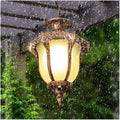 Chandelier Outdoor Aluminum Hanging Lantern, Waterproof Glass Chandelier, Corridor Courtyard Decoration Ceiling Aisle Villa Garden Pavilion Grapee Light/Brass/31 * 50Cm
