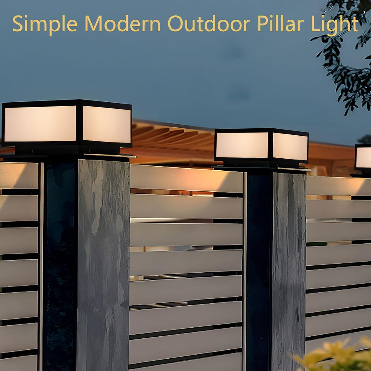 Outdoor Solar Post Light, 15.74'x15.74' Modern LED Fence Deck Cap Light Solar Column Lamp for Flat Surface Patio Garden Decoration with IP54 Waterproof E26~E27 Base