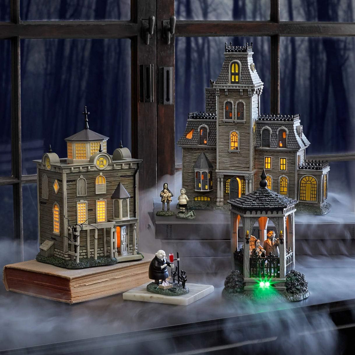 Department 56 Resin,The Addams Family Village Gazebo at Moonlight Lit Building, 6.89 Inch, Multicolor