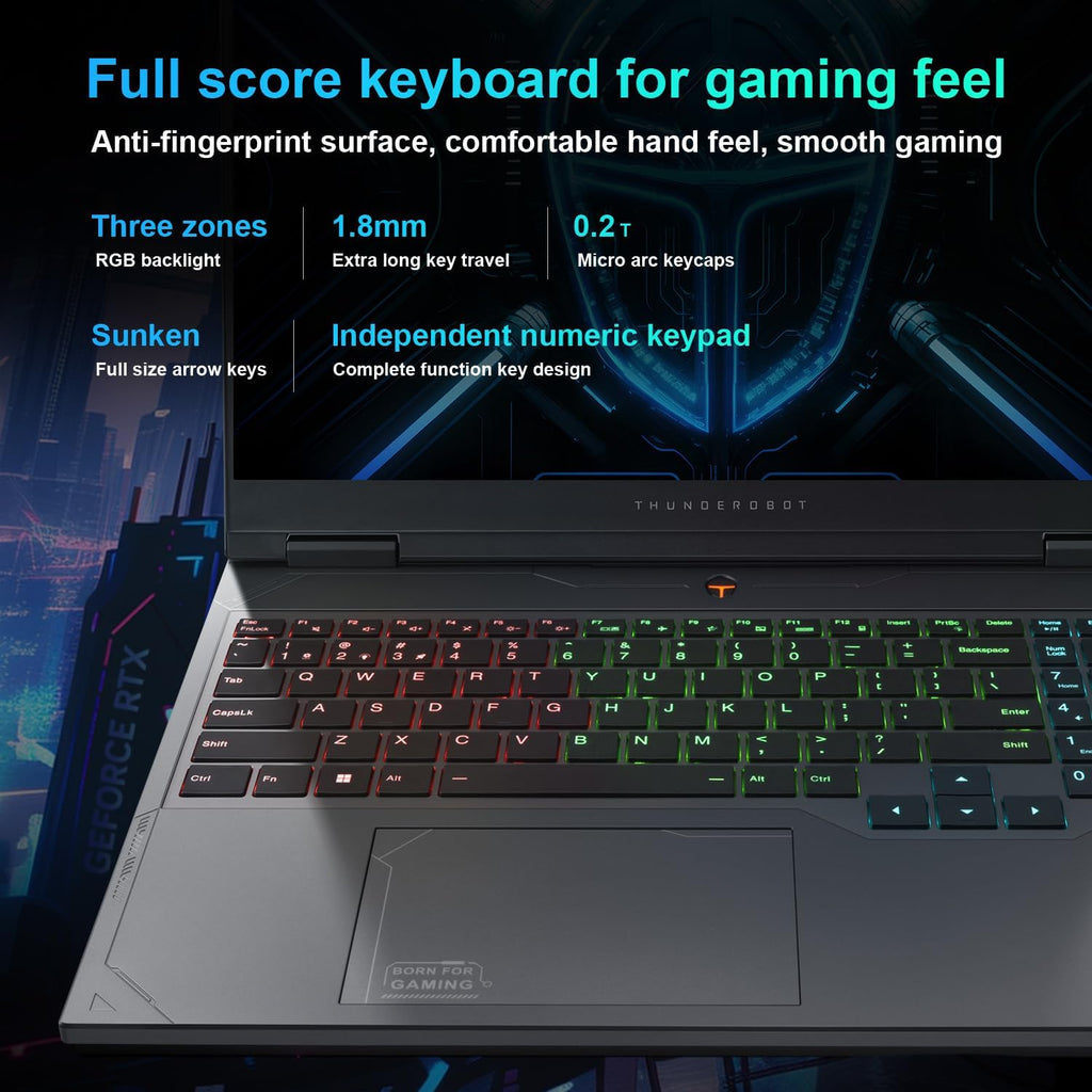 Thunderobot Radiant 16 4060 2.5K Gaming Laptop, 16' WQXGA 240Hz Display, 14th Gen i7-14650HX, GeForce RTX 4060, 32GB DDR5 RAM, 1TB PCIe SSD, RGB Backlit Keyboard, Wi-Fi 6, Win 11, Gray