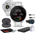 Garmin Forerunner 165 GPS Running Smartwatch, Fitness Tracker Smart Watch for Women and Men Bundle with Accessories - Mist Gray/Whitestone