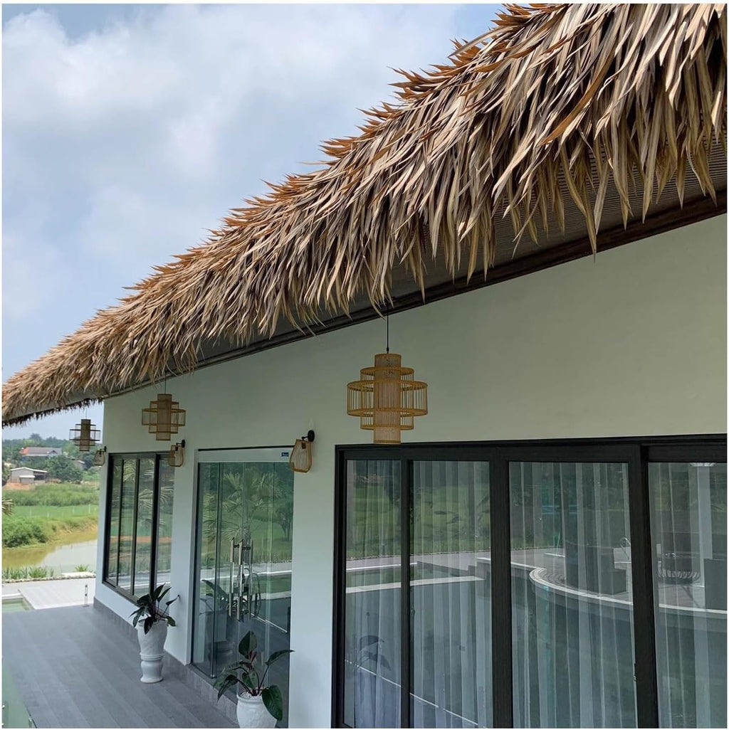 Artificial Straw Roof Thatch Roll For Roof Decoration, Palm Leaf Style Synthetic Roofing Material For Outdoor Umbrella, Garden Pavilion, And Patio Bar Shade, UV Resistant And Durable(1.64x32.8ft)