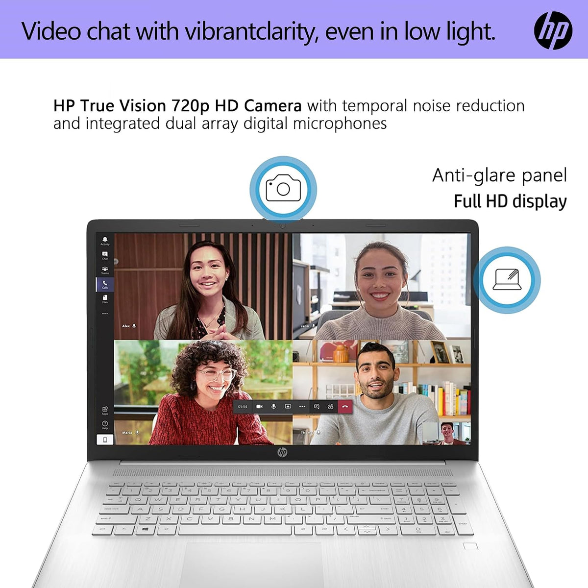 HP 17 Laptop, AMD Ryzen 5 5500U 6-core Processor, 16 GB RAM, 512GB SSD, 17.3-inch FHD(1920 x 1080) Anti-Glare IPS Display, Windows 11, Long Battery Life, 720p HD Webcam, Silver, W/GaLiMu