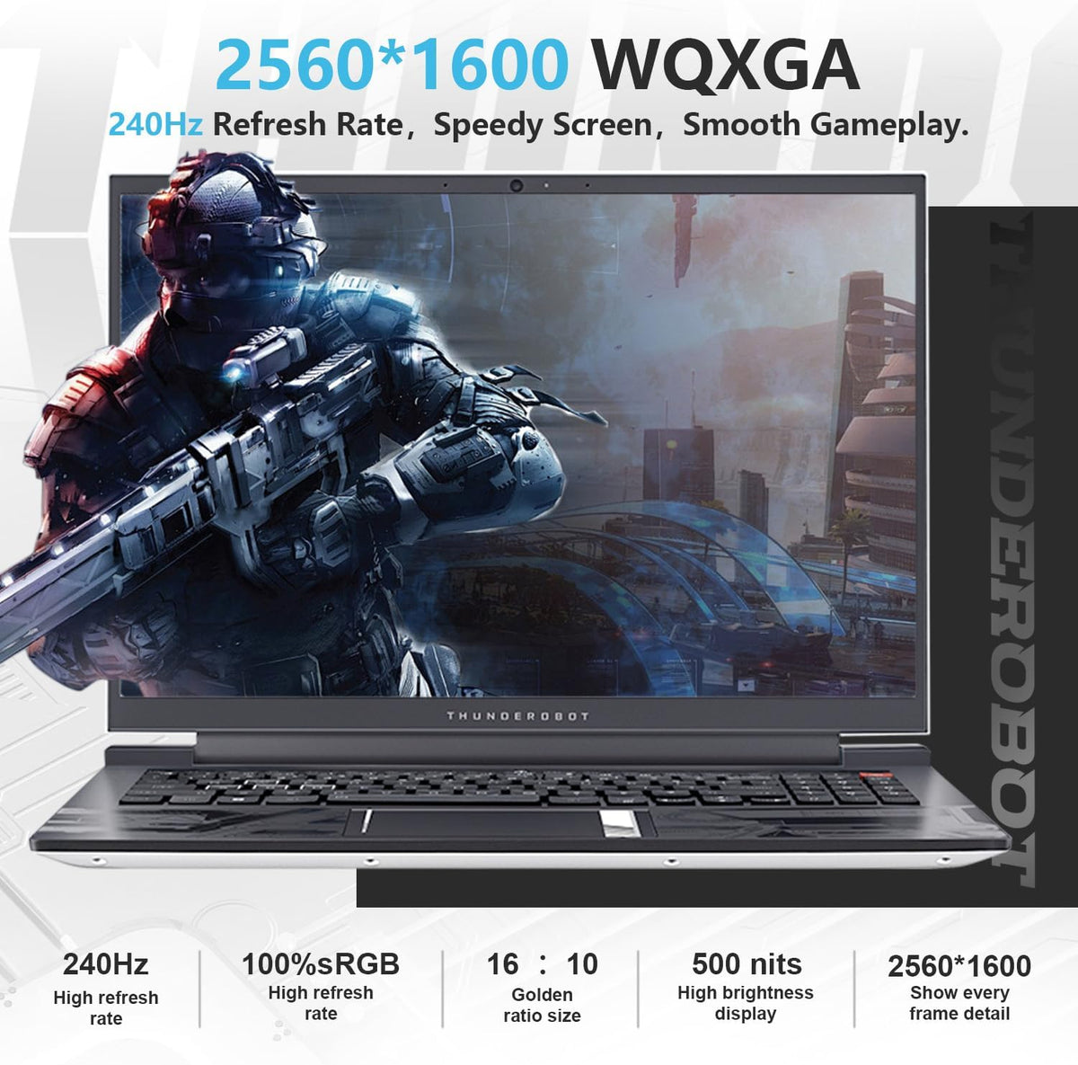 Thunderobot Zero 16 i9 4080 Gaming Laptop, 16' QHD+ 240Hz 2.5K Display, 14th Gen Intel Core i9-14900HX, GeForce RTX 4080, 32GB DDR5 RAM, 1TB SSD, RGB Backlit Keyboard, Wi-Fi 6, Windows 11 Home, White