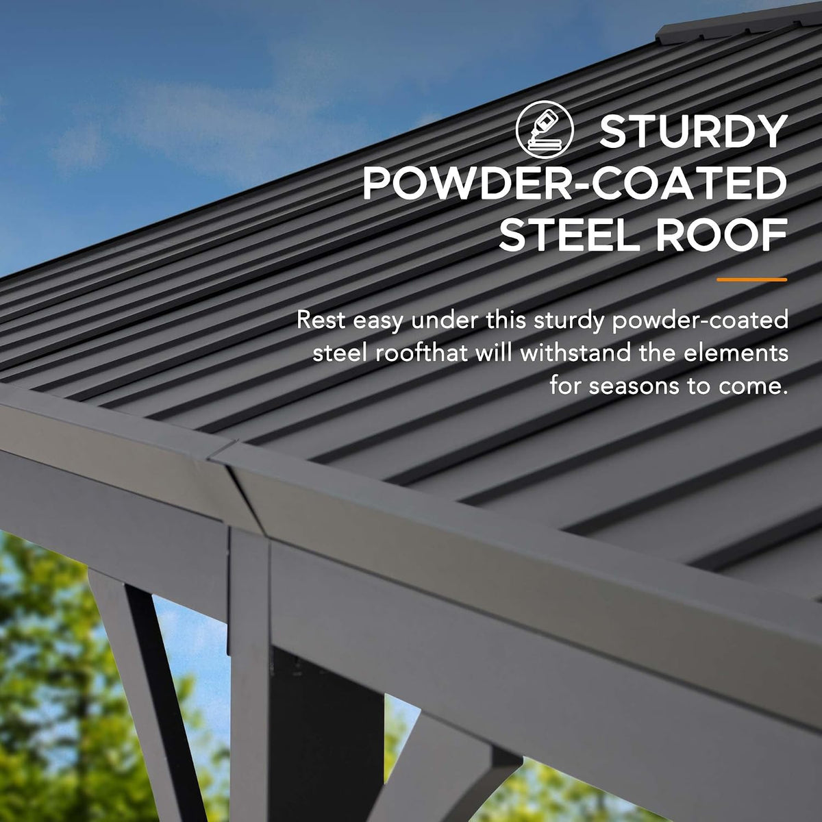AutoCove 20 ft. x 14 ft. Heavy Duty Carport Garage Car Shelter, Outdoor Gazebo with Brown Polycarbonate Gable Roof and 2 Ceiling Hooks,Black