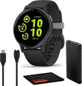 Garmin vivoactive 5, Health and Fitness GPS Smartwatch for Men and Women with Slate Aluminum Bezel Black Case and Silicone Band, 1.2' AMOLED Touchscreen Display, 11 Days Battery Life (Bundle)