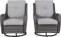 Rilyson Wicker Rocking Chair Swivel Chairs - 2 Piece Rocker Patio Chairs Set Rattan Rocking Chair for Outdoor Porch Deck Garden Backyard (Mixed Grey/Grey)