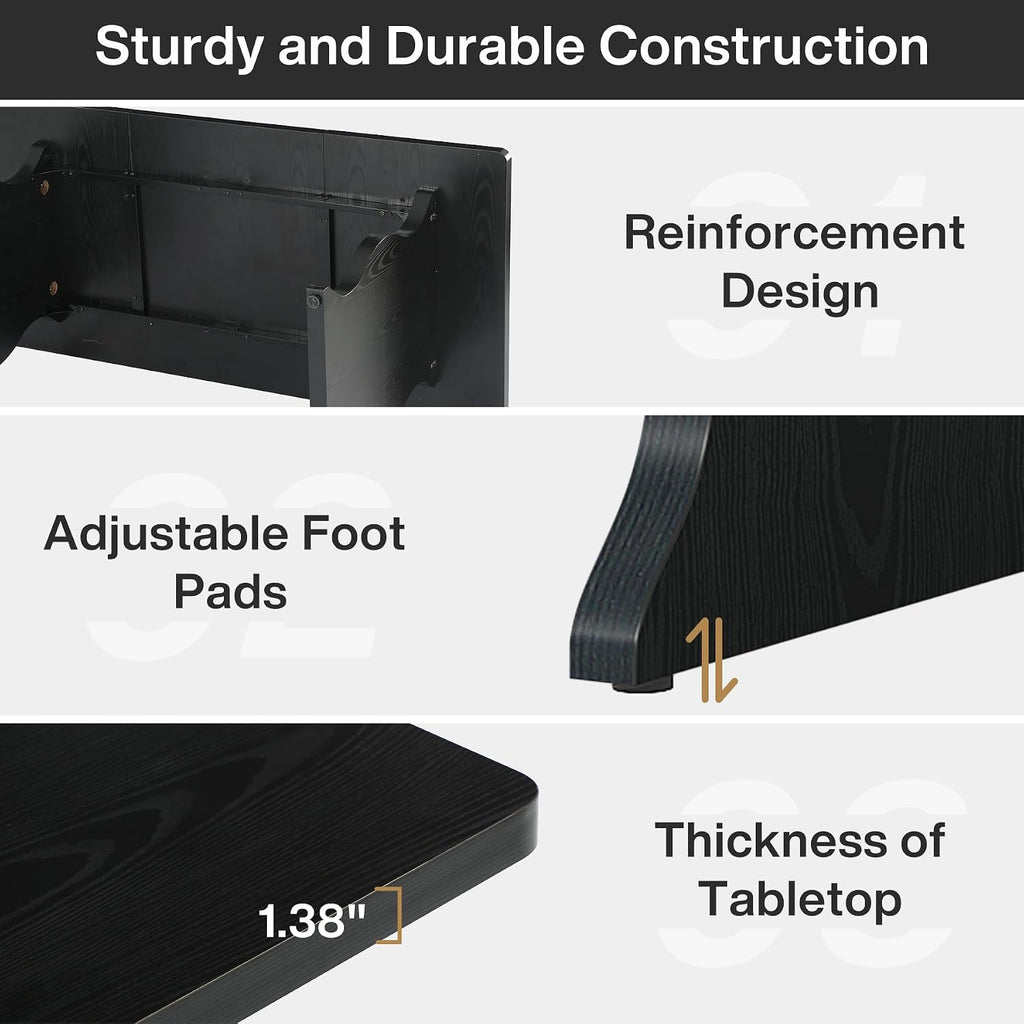 Tribesigns 63' Large Desk for Home Office, Spacious Executive Computer Desk with Ample Leg Room, Double PC Gaming Writing Table Study Desk with Sturdy Legs, Black