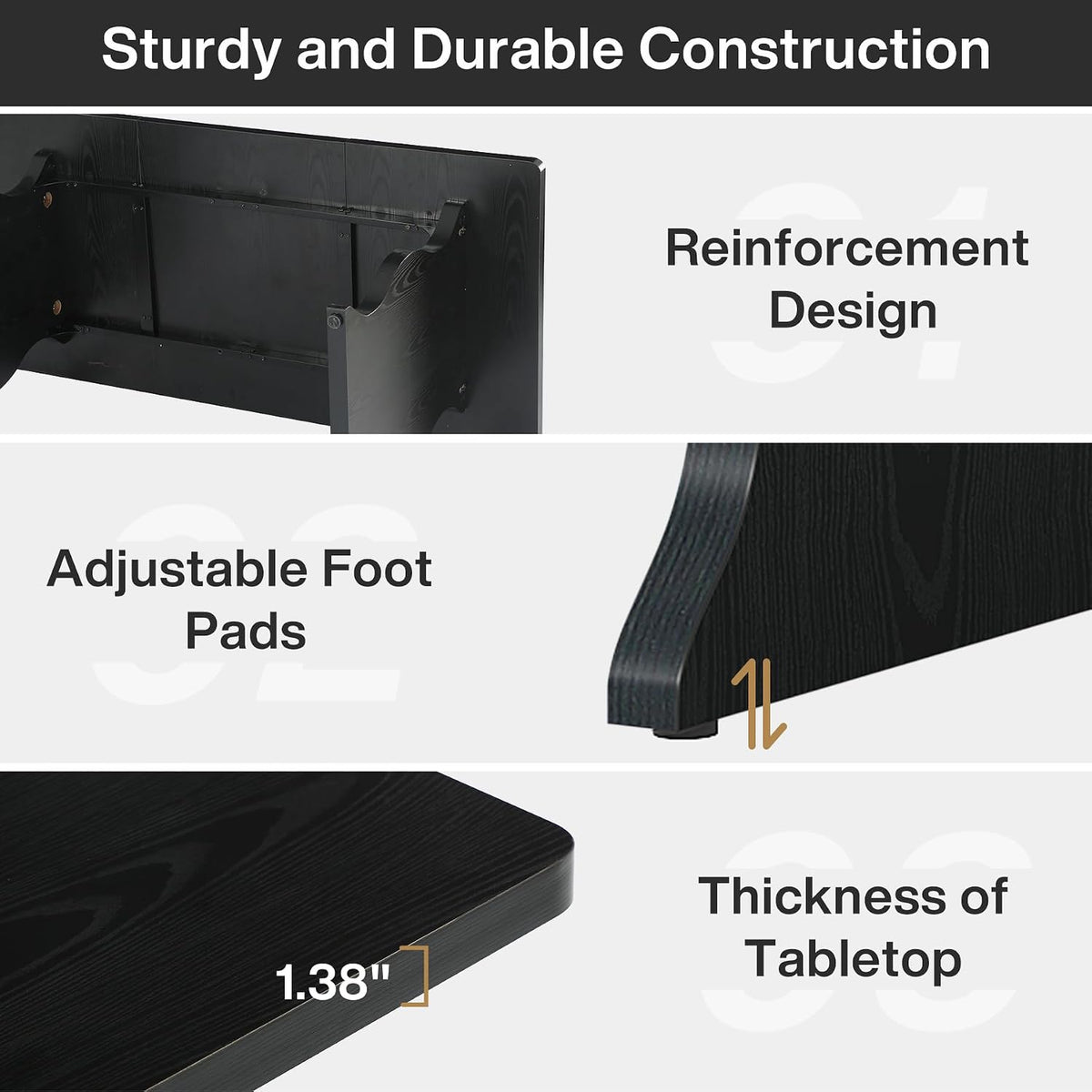 Tribesigns 63' Large Desk for Home Office, Spacious Executive Computer Desk with Ample Leg Room, Double PC Gaming Writing Table Study Desk with Sturdy Legs, Black