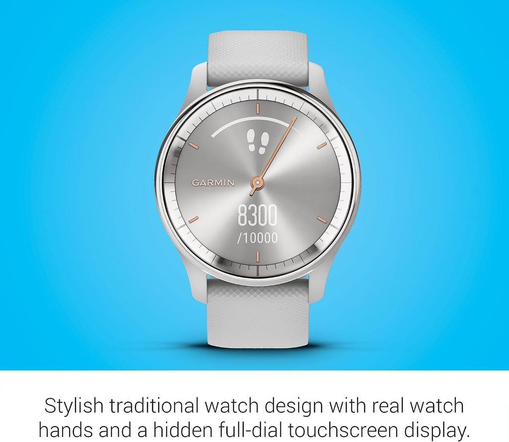 Garmin vívomove Trend, Stylish Hybrid Smartwatch, Long-Lasting Battery Life, Dynamic Watch Hands and Touchscreen Display, Mist Gray
