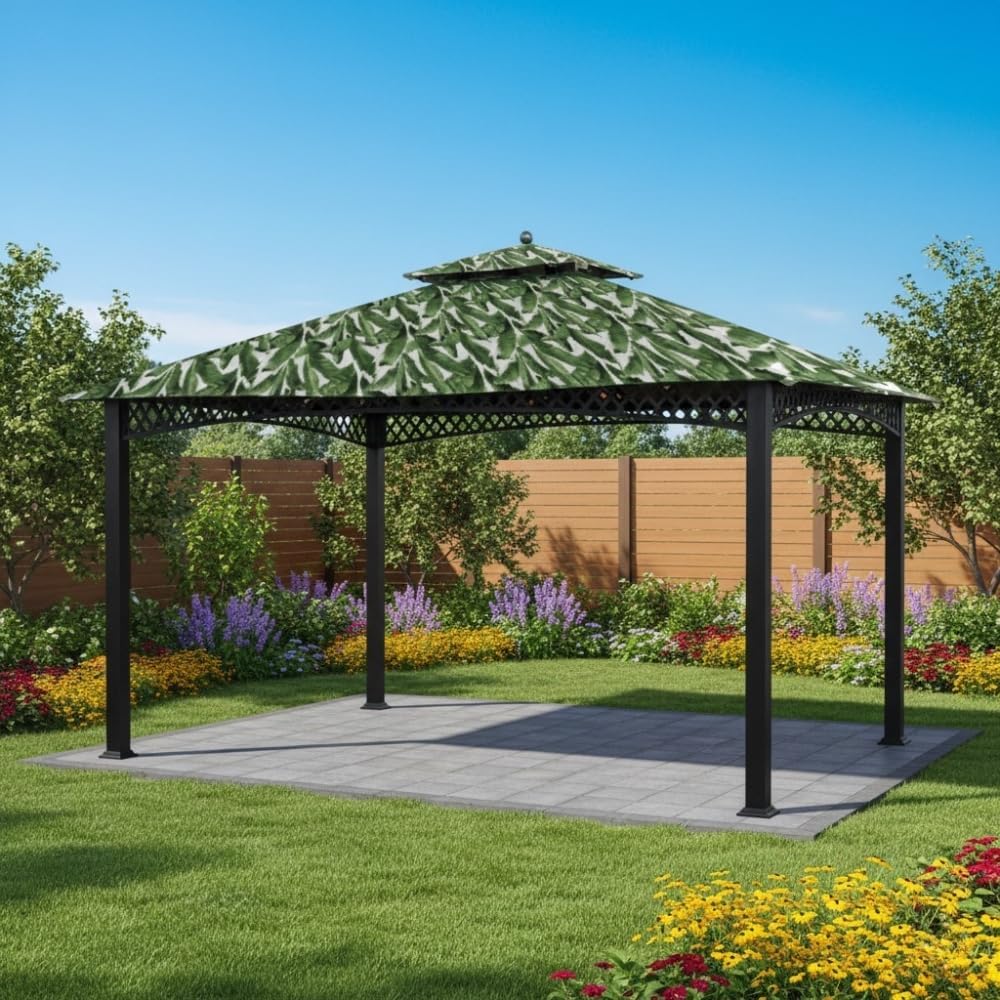 Garden Winds Durable 350 Replacement Canopy Top Compatible with Windsor Dome 10' x 12' Gazebo Models L-GZ717PST-C, A111001701 - Palm