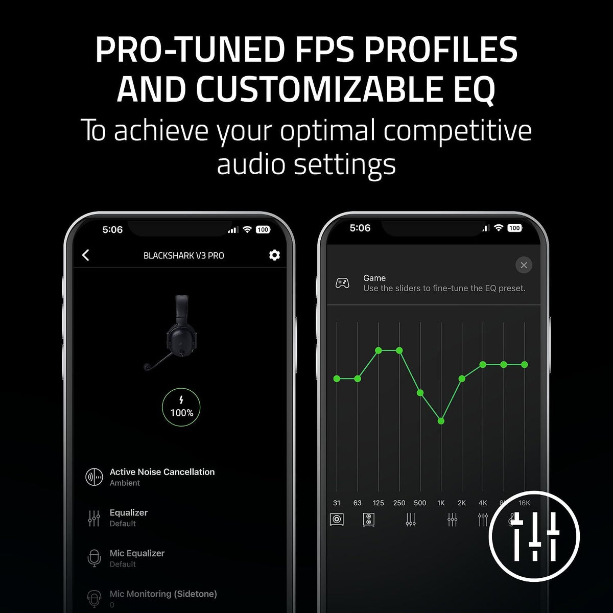 Razer BlackShark V3 Pro Wireless ANC Gaming Headset for PC: Full Band Mic - 50mm Drivers - 2.4 GHz, Bluetooth, USB, 3.5mm - Works with Mac, PS5, Nintendo Switch, Smartphone - 70 Hr Battery - Black