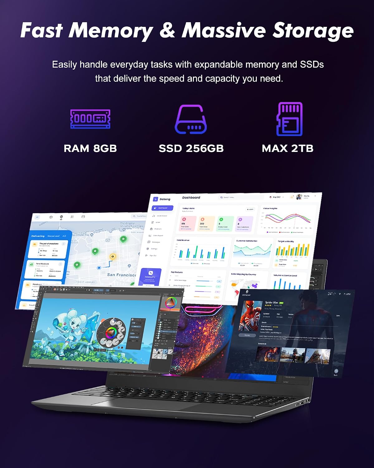 BLUEING 15.6-Inch Laptop Computer, Laptop with AMD 3020e (Up to 2.6GHz), 8GB DDR4 256GB SSD (Up to 32GB + 4TB), 1080P FHD IPS Display, Type-C, HDMI, USB3.2, BT5.2, WiFi 5, Laptops, Gray