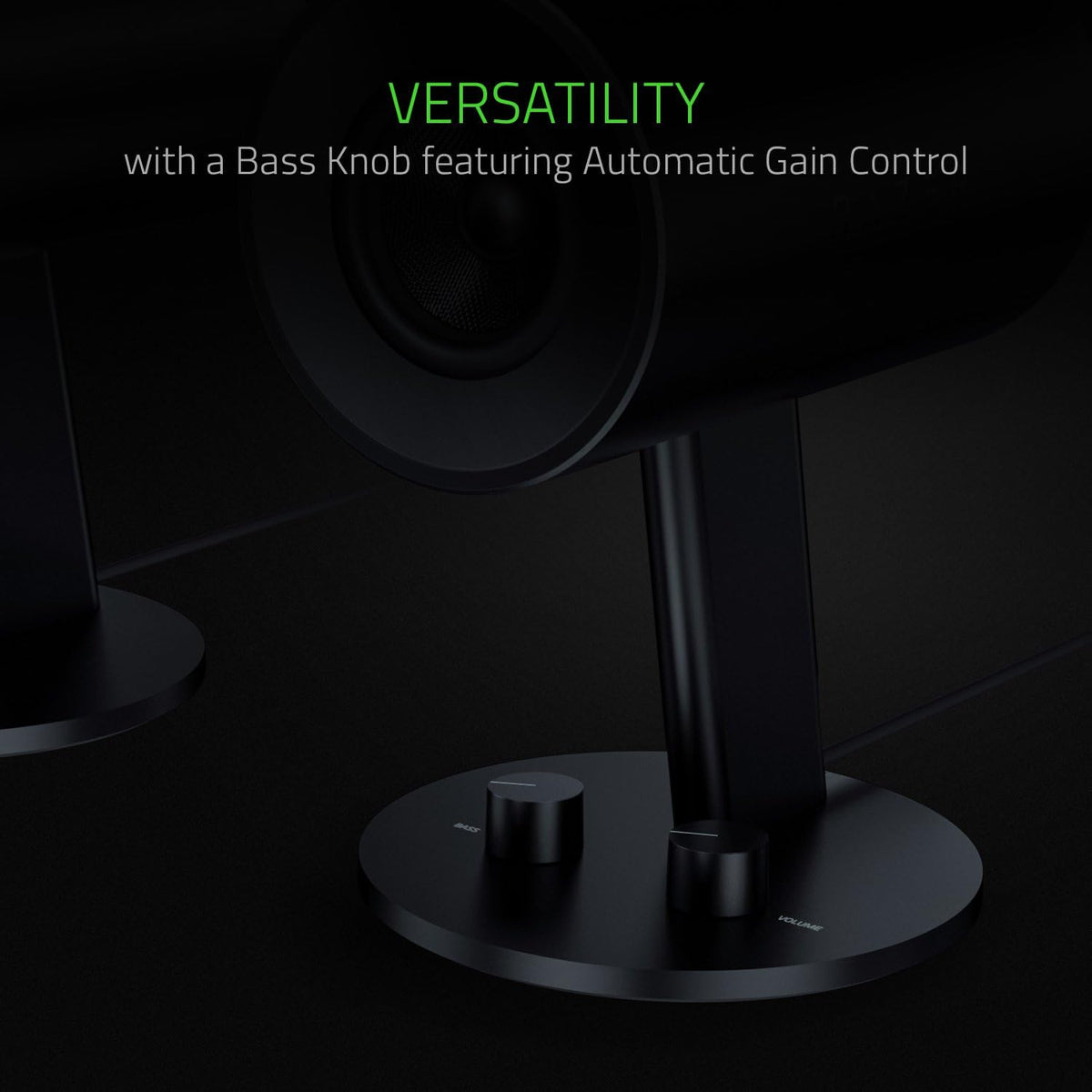 Razer Nommo: Custom Woven Fiberglass 3' Drivers - Rear-Facing Bass Ports - Bass Knob w/Automatic Gain Control - Full Range 2.0 PC Gaming Speakers