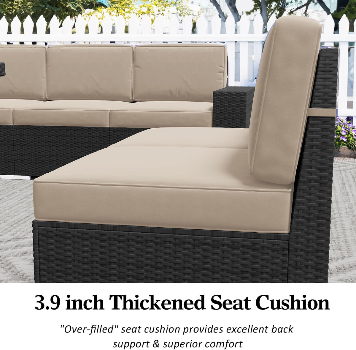 LayinSun 6 Pieces Patio Furniture Set, Black Rattan Modular Sectional Outdoor Conversation Sofa Set