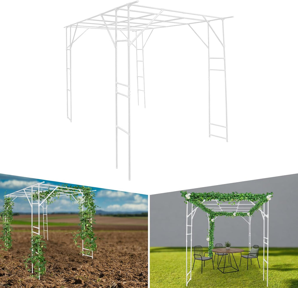 Bacocoo Plant Climbing Stand, Outdoor Plant Support Rack, Heavy Duty Steel & ABS with PE Coating for Vines, Flowers, Vegetables - Easy Install for Garden, Yard, Patio Decoration of Pavilions. (White)