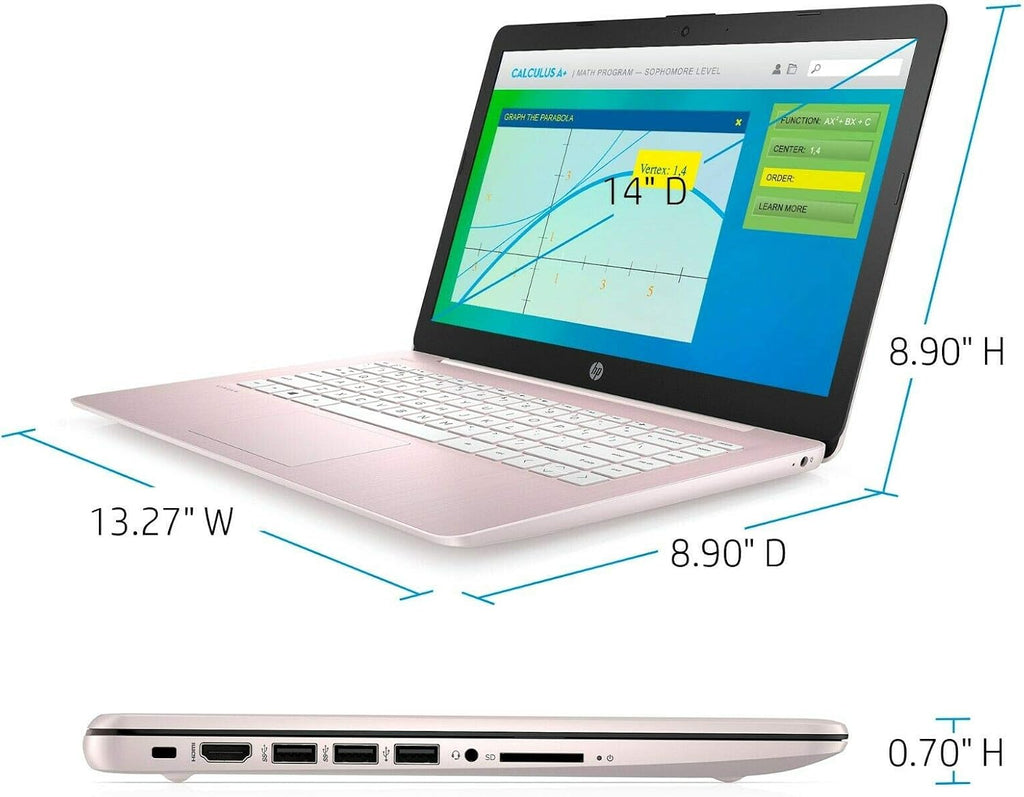 HP Stream 14 Pink - Celeron N4000-4 GB RAM - 64 GB eMMC Storage - 14' LCD - Wireless - Bluetooth - Webcam - Windows 10 S