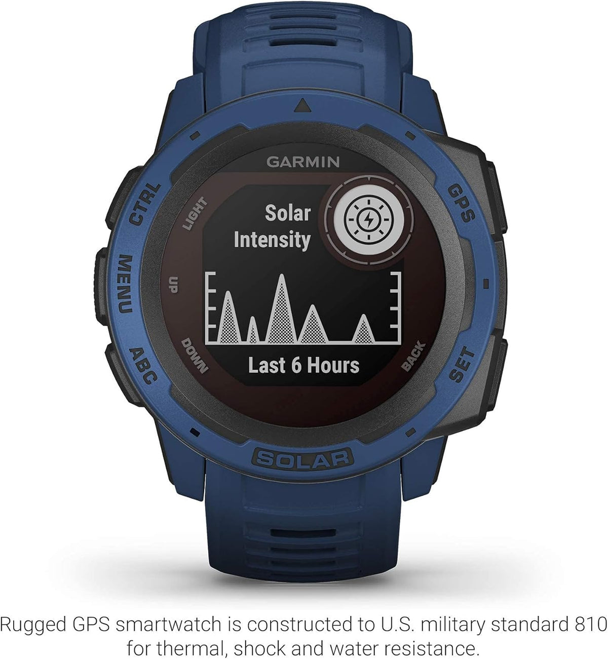 Garmin - Instinct Solar Rugged GPS Smartwatch 45mm - Tidal Blue (Renewed)