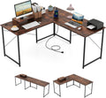 Tangkula L-Shaped Computer Desk with Power Outlets, 95' Long 2-Person Desk with Monitor Shelf, Modern Corner Desk Gaming Table with USB Ports for Home Office