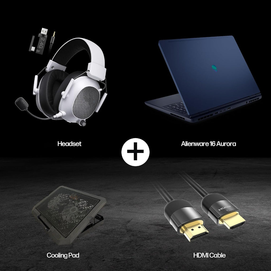 Dell Alienware 16 Aurora AC16250 Gaming Laptop, Intel Core 7 240H, NVIDIA GeForce RTX 5050, 16' WQXGA 120Hz IPS, 16GB RAM, 1TB SSD, WiFi 6, w/Cooling Pad HDMI Cable, Windows 11 Pro