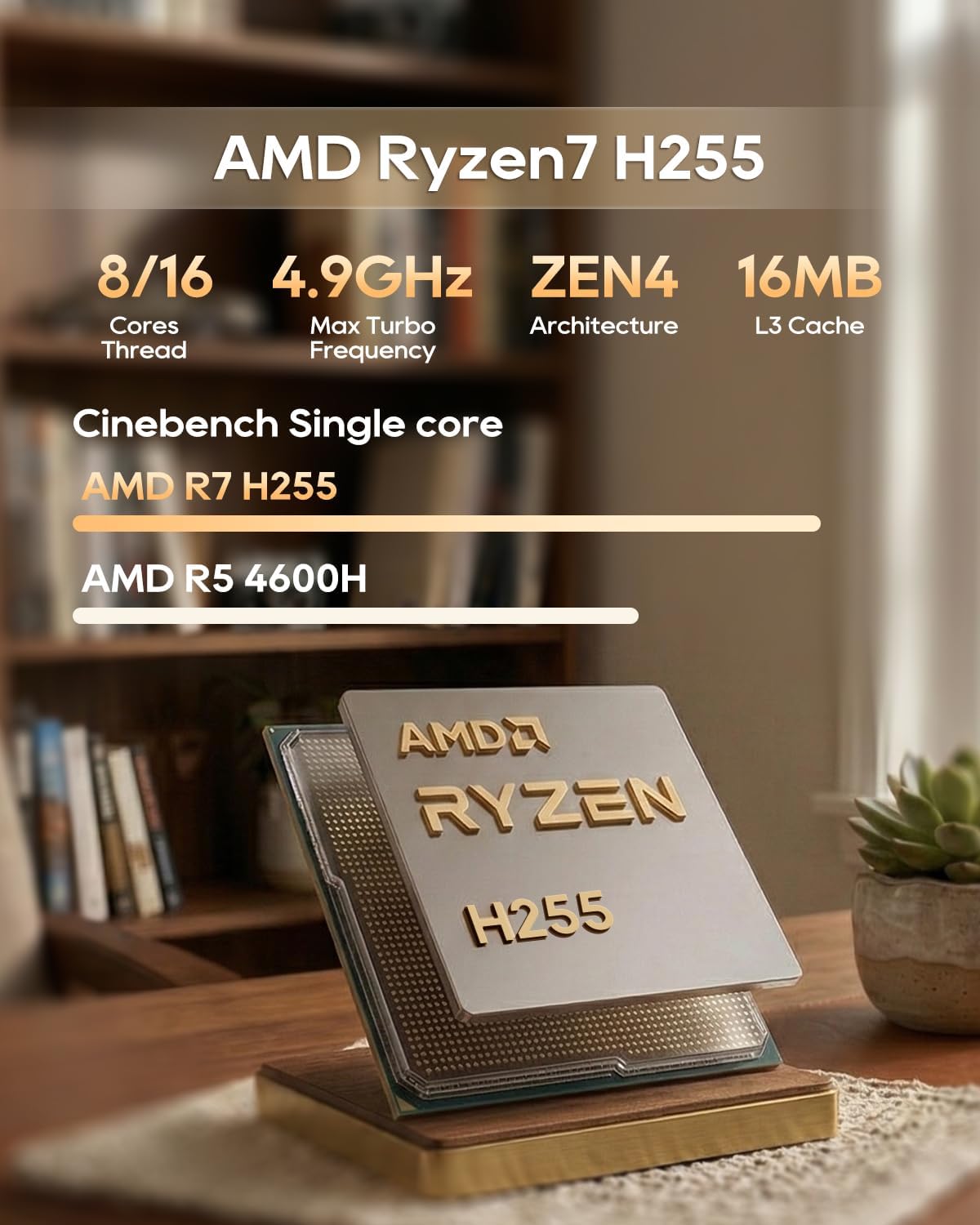 AOOSTAR MACO AMD Ryzen 7 H255 Mini PC(8C/16T, up to 4.9GHz), Support OpenClaw 24GB DDR5 1TB PCIe4.0, Radeon 780M Graphics, Support Four Display, with OCuLink Dual USB4, Dual 2.5G LAN/HDMI/WIFl6