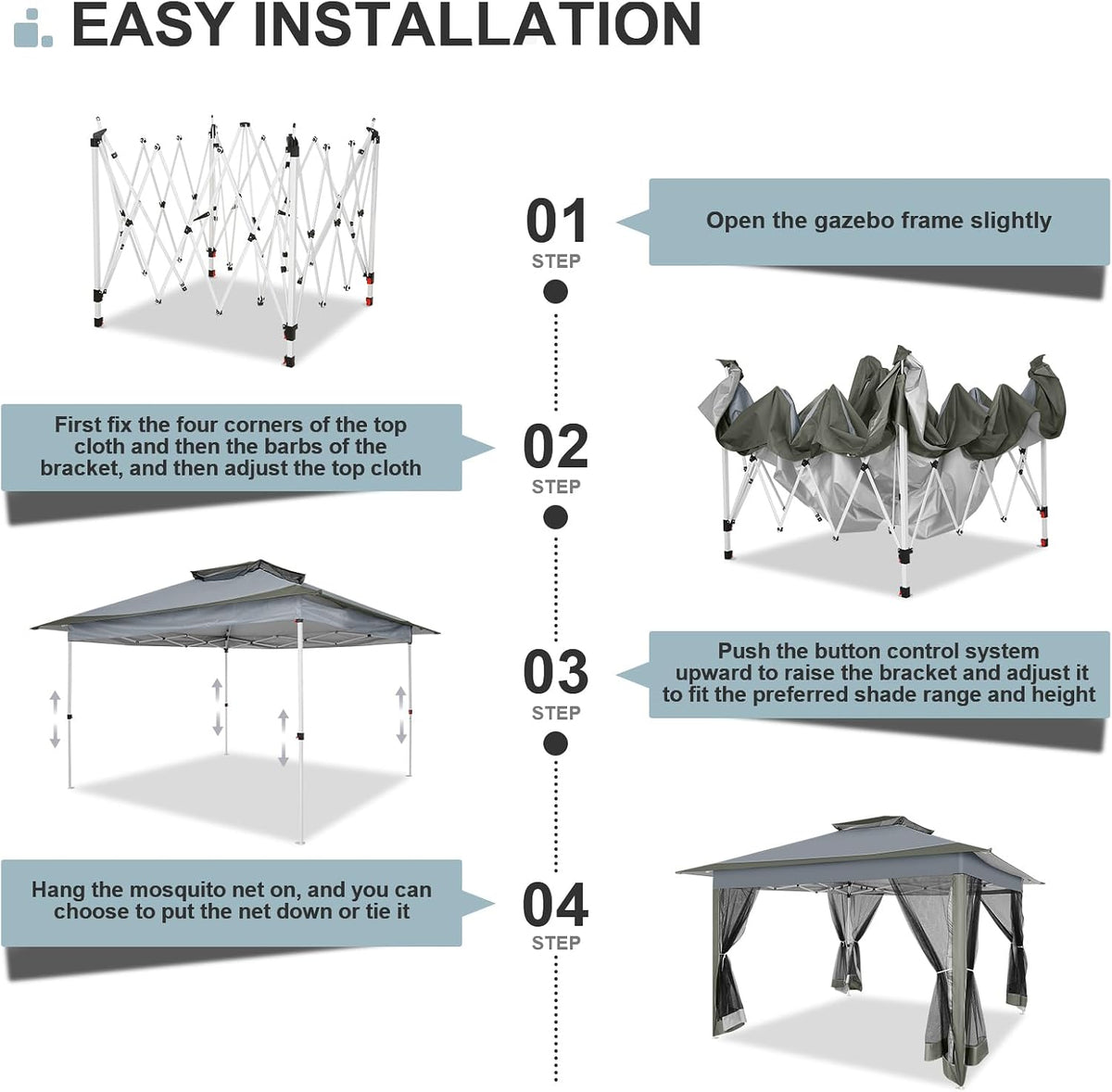 COBIZI 12x12 FT Pop up Gazebo on Clearance Outdoor pop up Canopy Tent,carpas para Patio, Shelter Tents with Sandbags & Portable Carry Bag, Patio Gazebos for Camping, Garden & Lawn, Darkgrey(Upgraded)