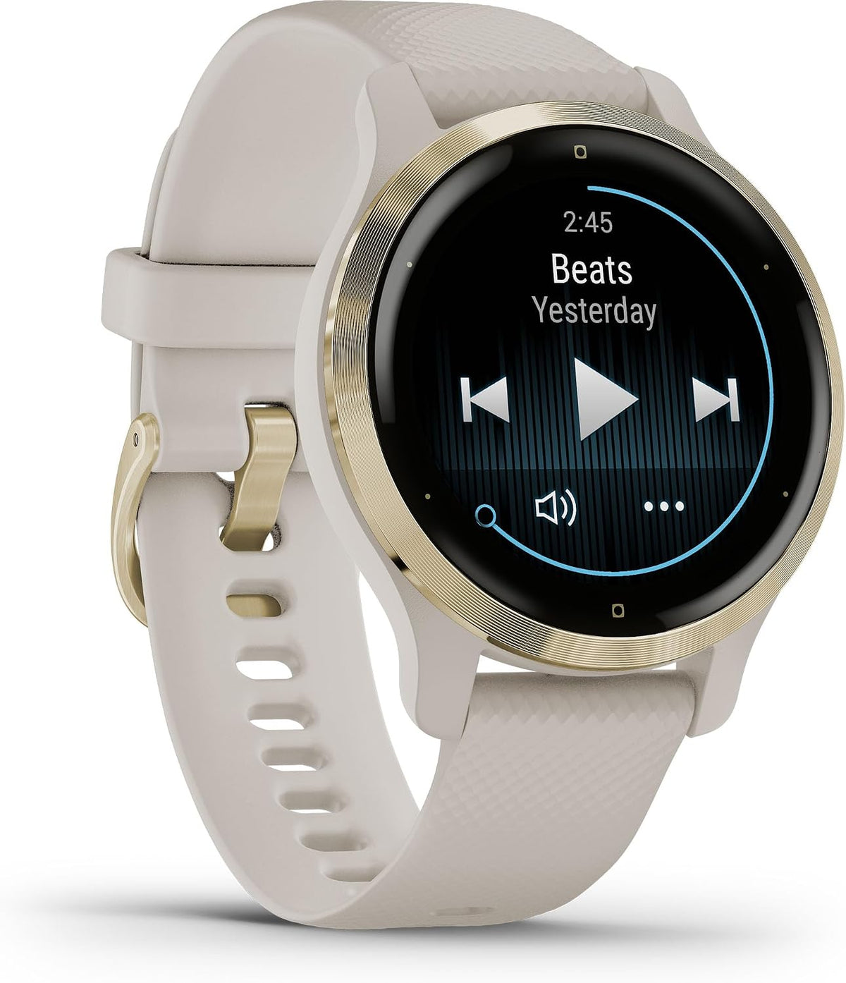 Garmin Venu 2S, Smaller-Sized GPS Smartwatch with Advanced Health Monitoring and Fitness Features, Light Gold Bezel with Tan Case and Silicone Band, (010-02429-01)