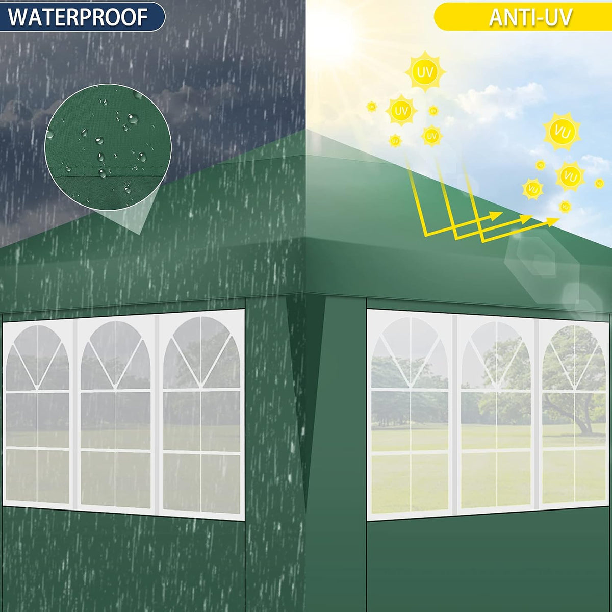 COBIZI Pop Up Canopy Tent Beach Canopy Outdoor Portable with Air Vent, 4 Removable Sides and Sandbags, 10x10, Green