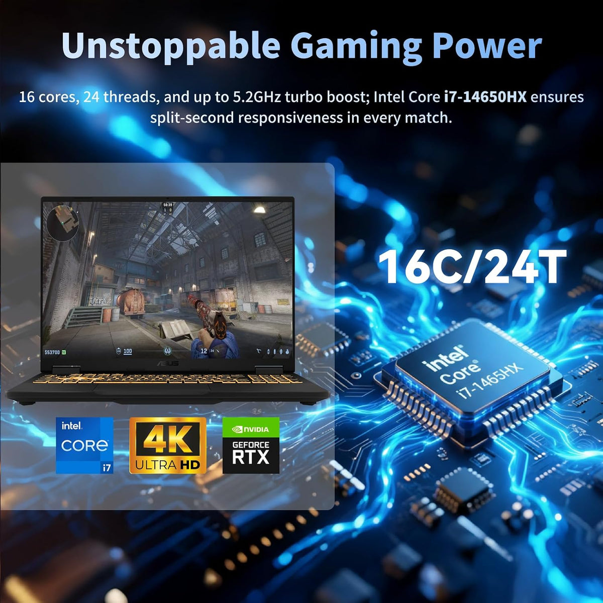 ASUS 2025 TUF-F16 Gaming Laptop | Intel 16 Core i7-14650HX | NVIDIA GeForce RTX 5060| 16' FHD+ 165Hz Display 300 nits | Windows 11 Pro | WiFi 6E | 32GB DDR5 RAM, 2TB SSD | Backlit Keyboard