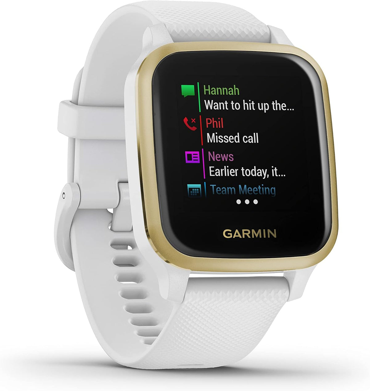 Garmin Venu Sq, GPS Smartwatch with Bright Touchscreen Display, Up to 6 Days of Battery Life, Light Gold and White - 010-02427-01