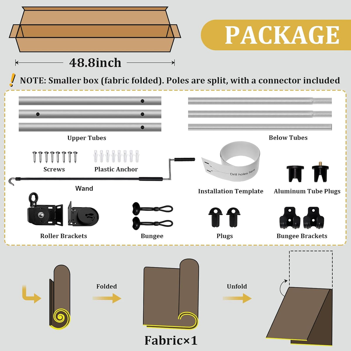 Shade&Beyond Patio Shades Roll Up Outdoor 11' W x 8' H, Cordless Roller Shade Blinds with 90% UV Protection, Exterior Sunshade Cloth Roll for Pergola Porch Gazebo Balcony, Gray