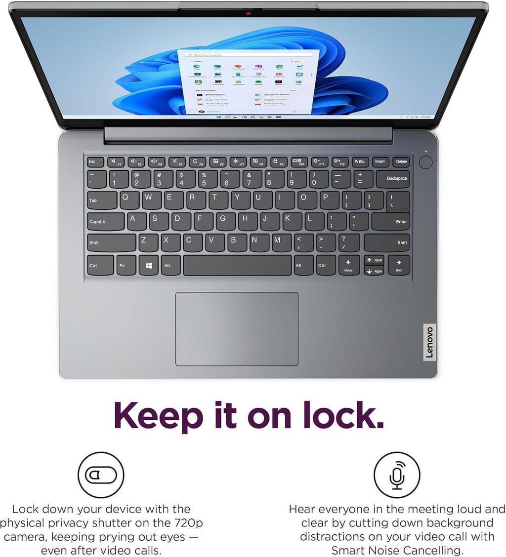 Lenovo Ideapad 1i 14' Laptop (4GB RAM, 320GB Storage (256GB SSD + 64GB eMMC), Intel Dual-Core) for Business, Student, Home, Webcam, Anti-Glare, Wi-Fi 6, Type-C, Win 11 Home in S Mode