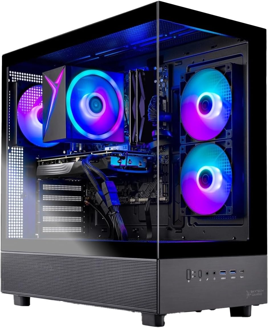 Skytech Gaming Azure 3 Gaming PC, AMD Ryzen 7 5700 3.7GHz, NVIDIA RTX 5060, 1TB NVMe SSD, 32GB DDR4 RAM 3200, 650W Gold PSU, Wi-Fi, Win 11, Desktop