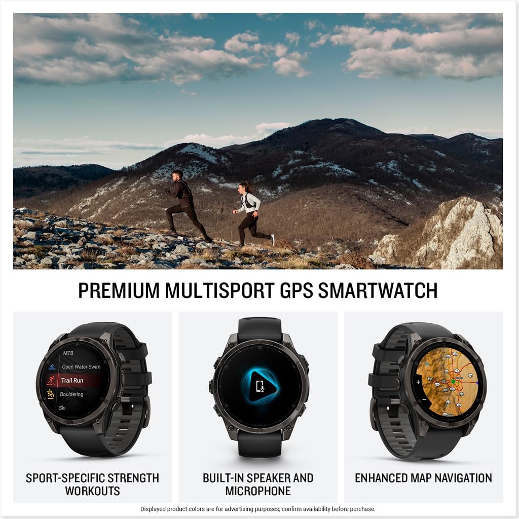 Garmin fēnix® 8 – 47 mm, AMOLED, Sapphire, Premium Multisport GPS Smartwatch, Long-Lasting Battery Life, Dive-Rated, Built-in LED Flashlight, Carbon Gray DLC Titanium with Pebble Gray Band
