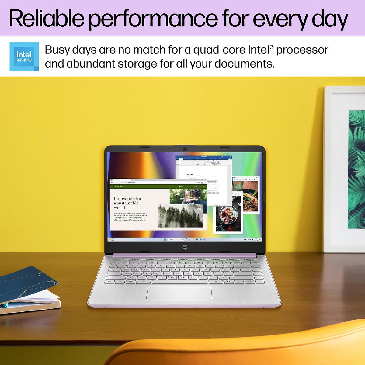 HP 14 Laptop Student Business 2025 Flagship Computer, AI Copilot, 4-Core 13th Gen Intel CPU, 16GB RAM 628GB Storage (128GB UFS+500GB Ext) 1-Yr Office 365 Long Battery HubxcelAccessory Win 11S Lavender