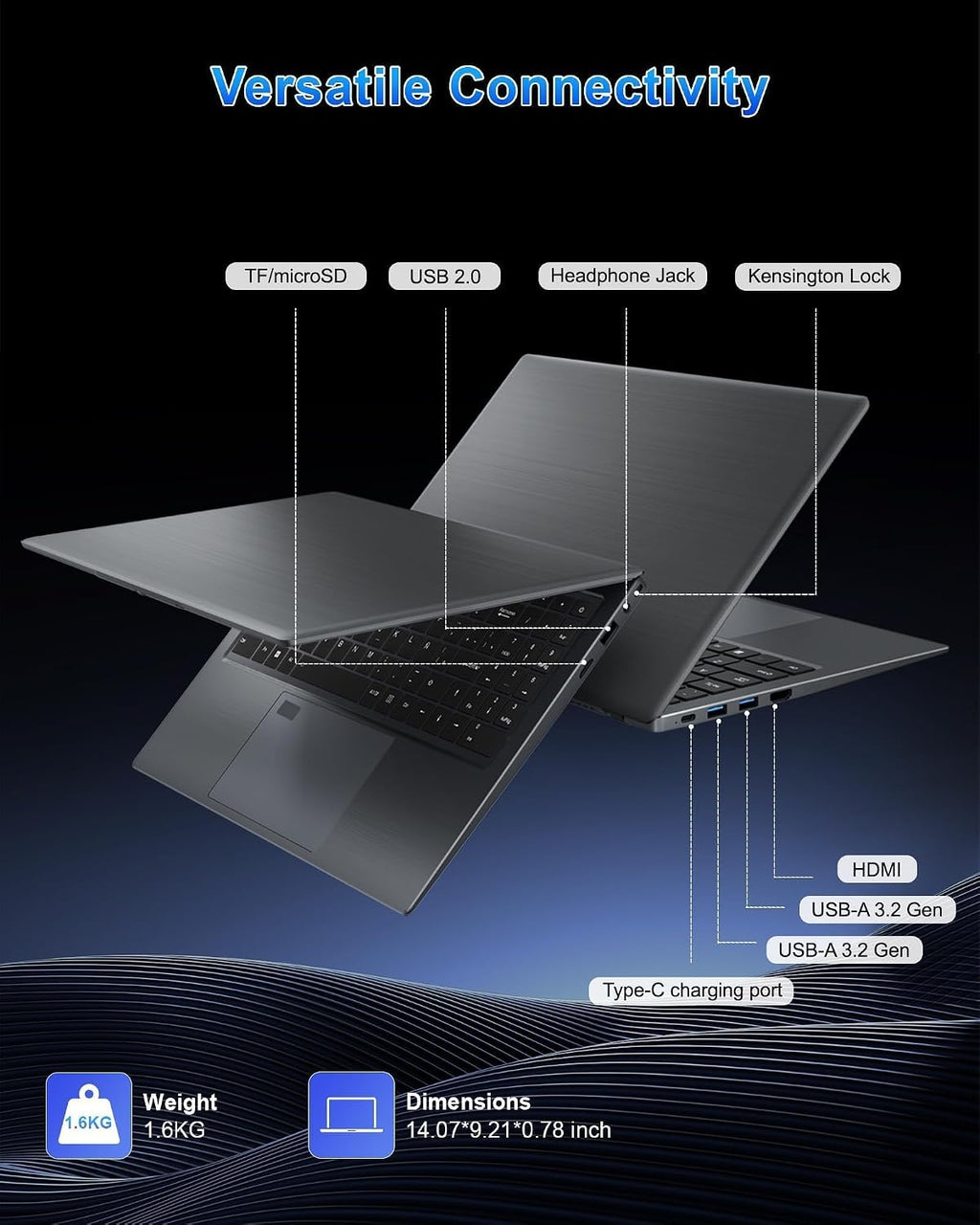 Laptop Computer, 15.6' FHD IPS Display, N95 Processor (Beat N5095), 12GB High-Speed DDR5 RAM 256GB SSD, WiFi 6 BT 5.3, Fingerprint , Backlit Keyboard, Lightweight Notebook for Business Student Office