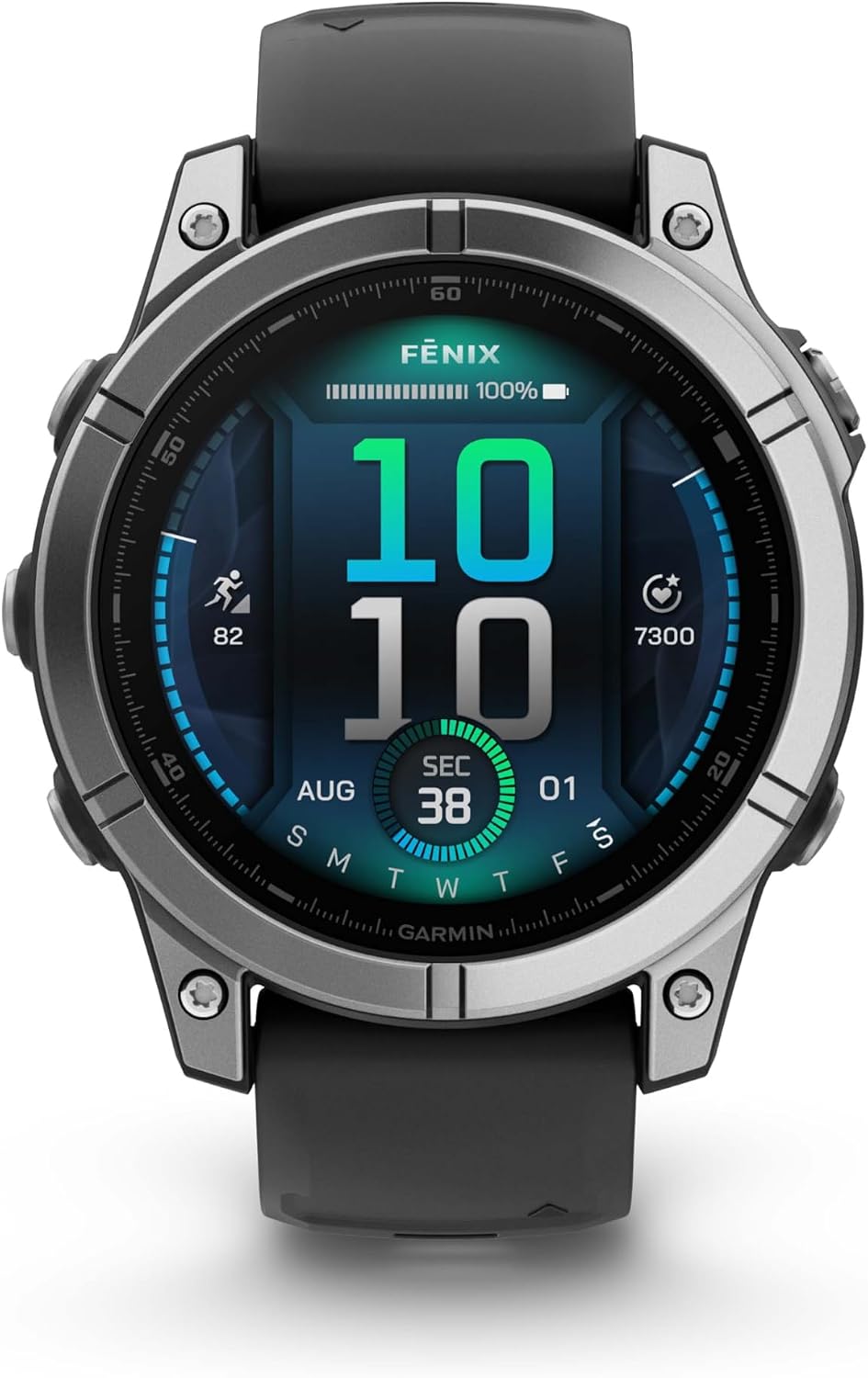 Garmin Fenix E 47MM AMOLED Premium Multisport GPS Smartwatch, 16 Days Long-Lasting Battery Life, Stainless Steel with Black Silicone Band, Fitness & Health Smart Watch Bundle for Men and Women