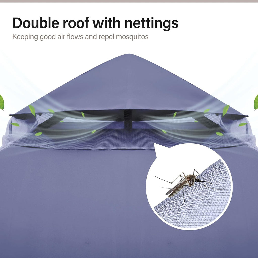 LAUSAINT HOME Patio Gazebo 8'x8', Outdoor Heavy Duty Party Tent Shelter with Double Roofs, Mosquito Nettings and Privacy Screens for Backyard, Garden, Lawn, Classic Blue
