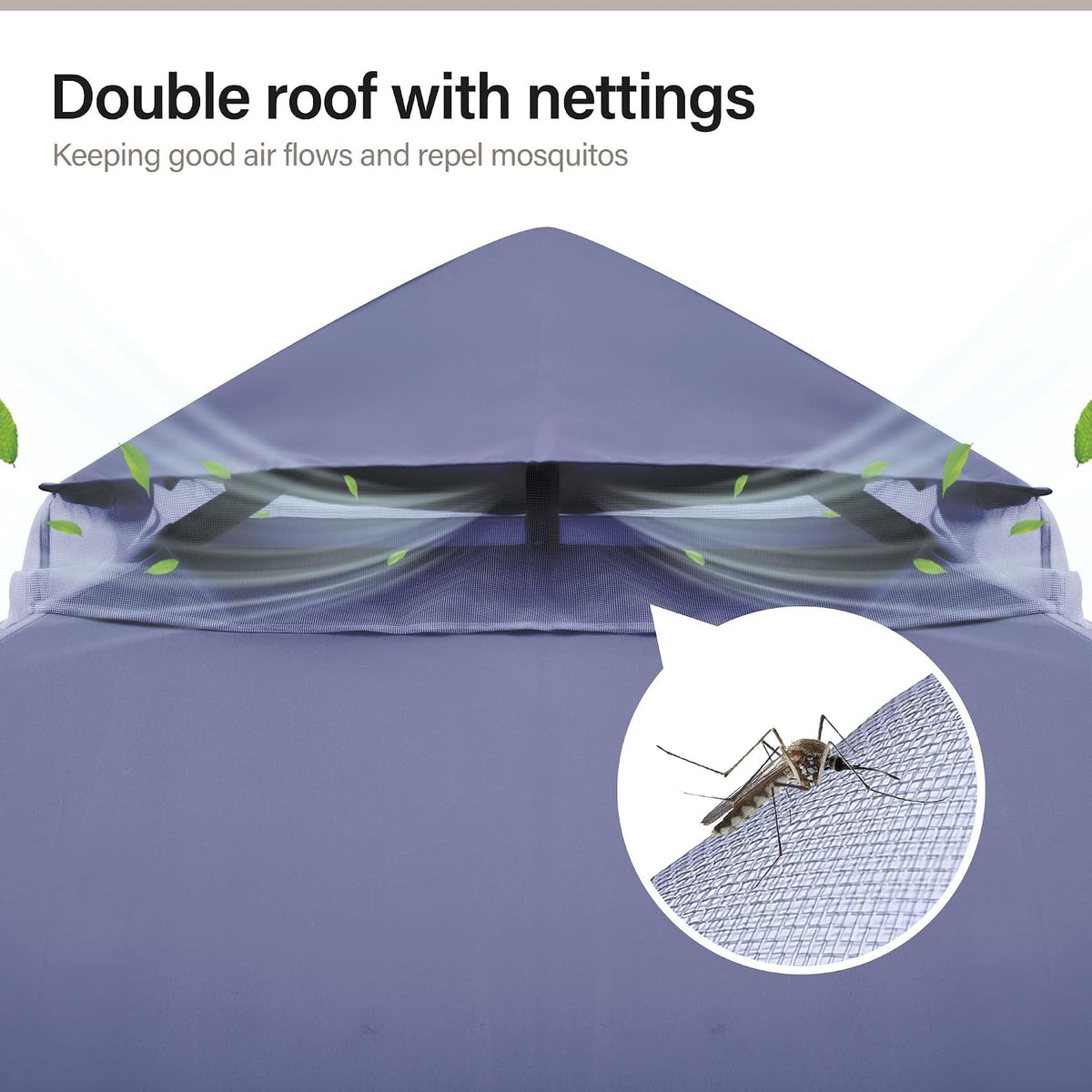LAUSAINT HOME Patio Gazebo 8'x8', Outdoor Heavy Duty Party Tent Shelter with Double Roofs, Mosquito Nettings and Privacy Screens for Backyard, Garden, Lawn, Classic Blue