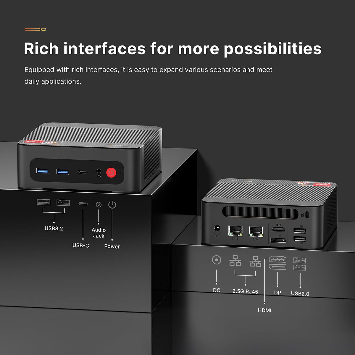 BOSGAME P4 Mini PC Desktop Computers, Ryzen 7 5825U, 32GB DDR4, 1TB M.2 2280 NVMe SSD, 11 Pro, Dual LAN 2.5G, Wi-Fi 6E, BT5.2, 4K Triple Display HDMI+DP+Type-C