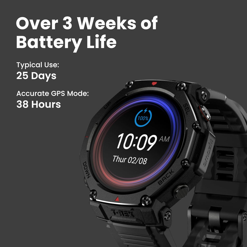 Amazfit T-Rex 3 Pro Outdoor Smart Watch 48mm Sapphire AMOLED Display with Flashlight, Ti Bezel, Dual Band GPS, Offline Maps, 25 Days Battery, 10 ATM, 180+ Sports Mode for Android & iPhone, Black Gold