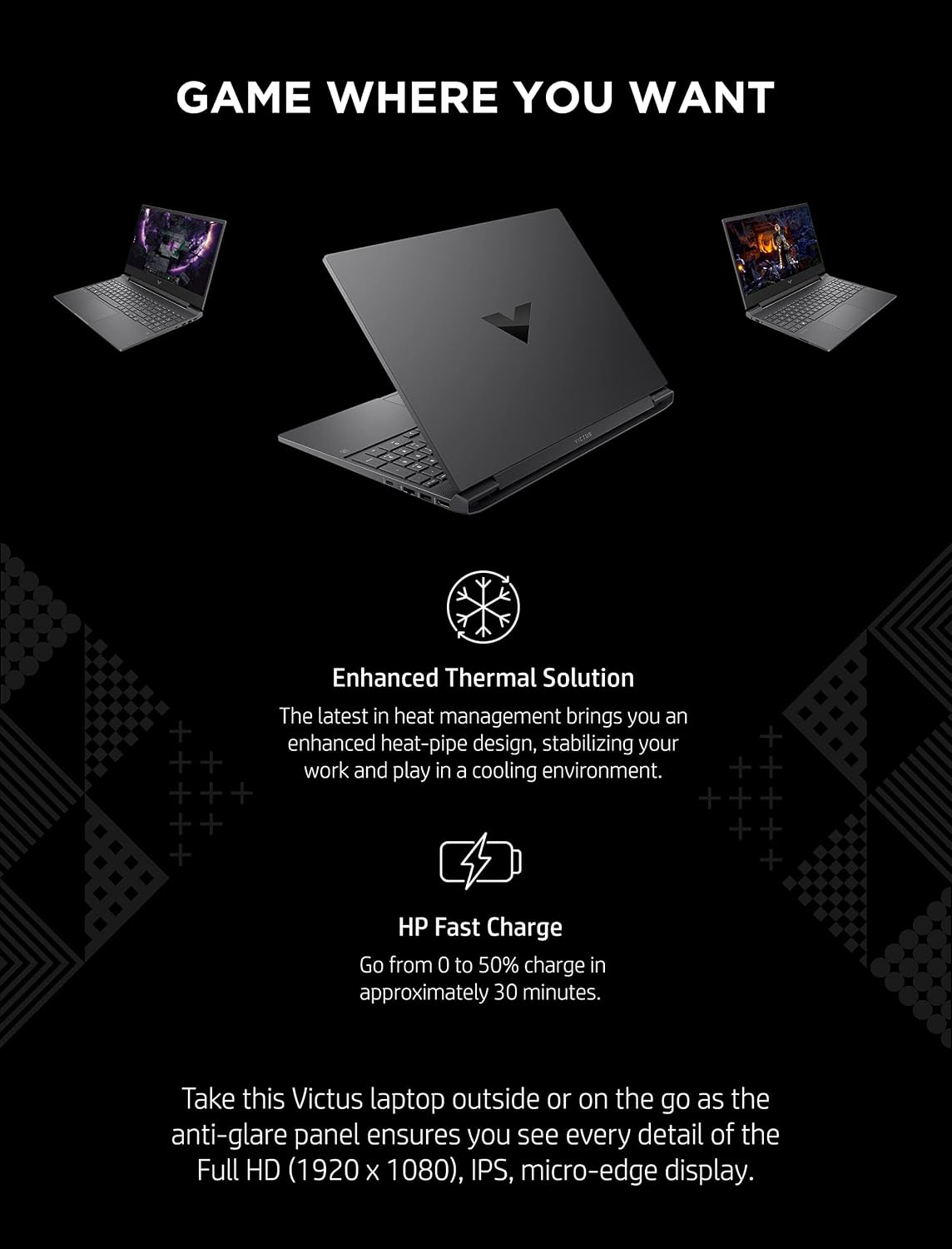 HP Victus 15 Gaming Laptop, NVIDIA GeForce RTX 3050, 12th Gen Intel Core i5-12500H, 8 GB RAM, 512 GB SSD, Full HD Display, Windows 11 Home, Backlit Keyboard, Enhanced Thermals (15-fa0025nr, 2022)