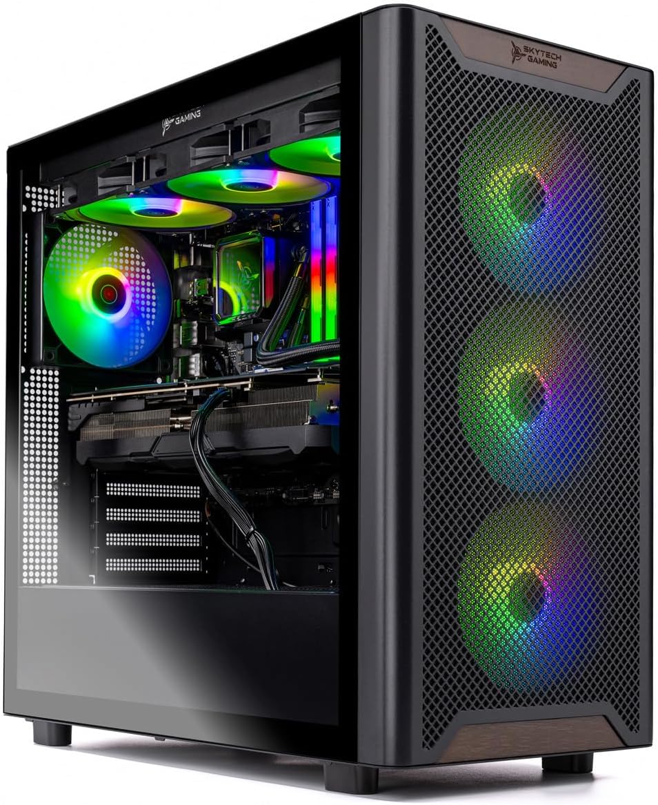 Skytech Gaming Chronos 3 Desktop PC, Ryzen 7 7700X 4.5 GHz (5.4GHz), NVIDIA RTX 5070 12GB, 1TB NVMe SSD, 32GB DDR5 RAM 5600 RGB, 850W Gold PSU, 360mm ARGB AIO, Wi-Fi, Win 11