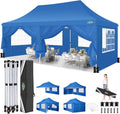 COBIZI 10x20 Pop Up Canopy with 6 Sidewalls, Conical Party Tent 10x20 with 3 Adjustable Height Waterproof, UV-Resistant with Carry Bag, Sandbag, Stake, Ropes for Parties, Commercial (Frame Upgraded)